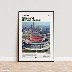 Cleveland Browns Stadium Poster, Stadium Poster, Sports Poster, Mid Century Modern, Football Fan Gift