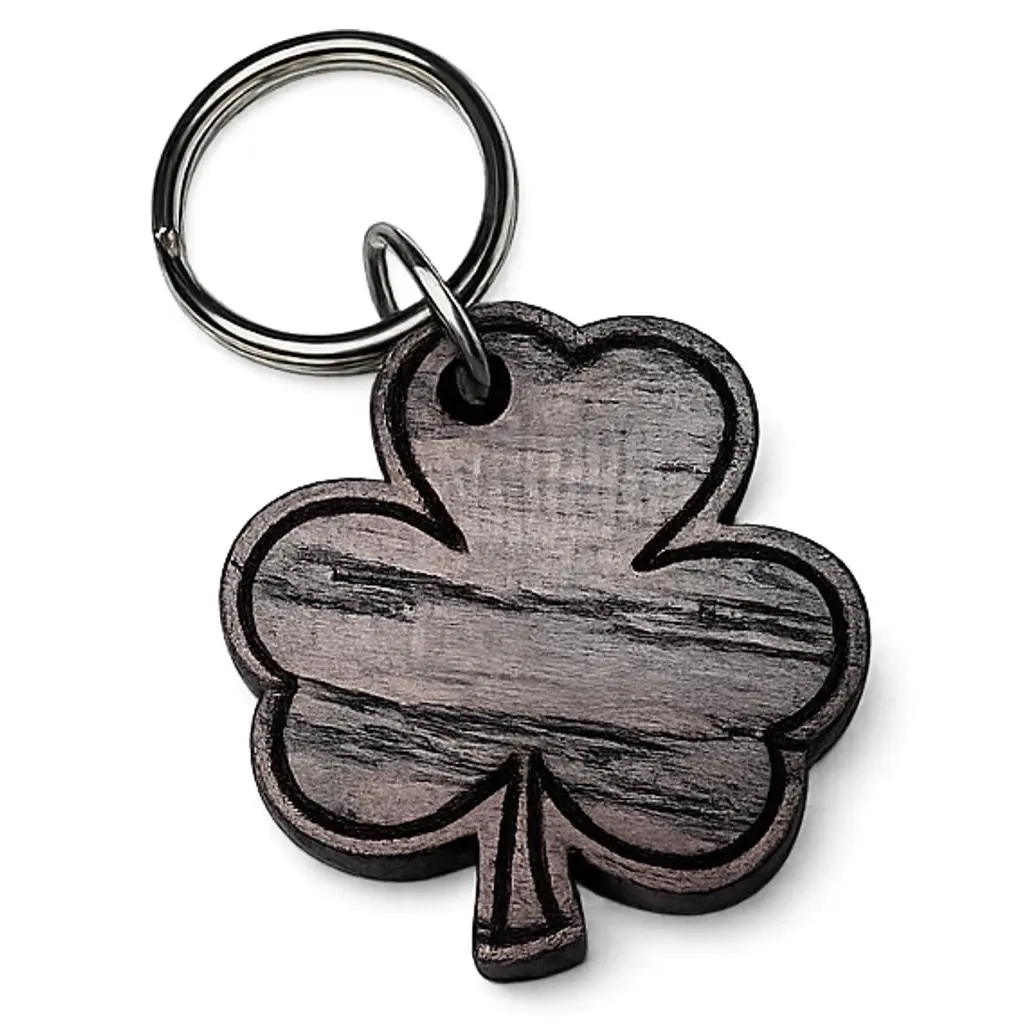 Shamrock - Solid Oak wooden keychain with stainless steel hardware