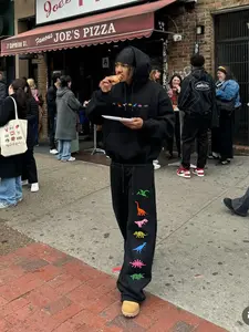 Men's Dinosaur Print Loose Hoodie and Sweatpants Set, Streetwear Style Casual Two-Piece, Cartoon Print, Fall & Winter Fashion