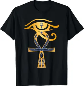 100%cotton Ancient Egypt God Eye of Horus Ankh Egyptian Symbol T-Shirt