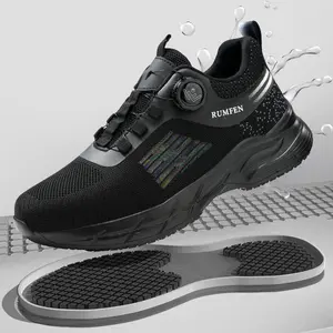 RUMFEN Non-Skid Chef Shoes for Men & Women - Waterproof Kitchen Work Shoes with Anti-Fatigue Insoles  Easy-Toggle Lacing Lightweight Comfortable for Restaurant Culinary Hospital Workers Black Closed Toe Footwear