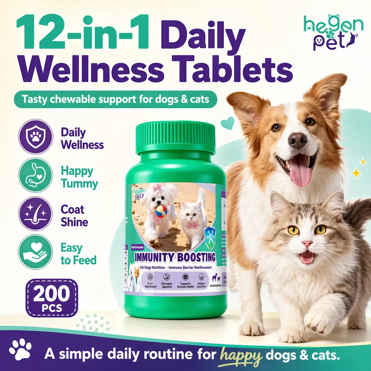 12-in-1 Immunity Boosting for Dogs & Cats – Stronger Immune System, Shiny Coat & Better Appetite | Hegenpet#Summervibes #petlovers Supplements Animal
