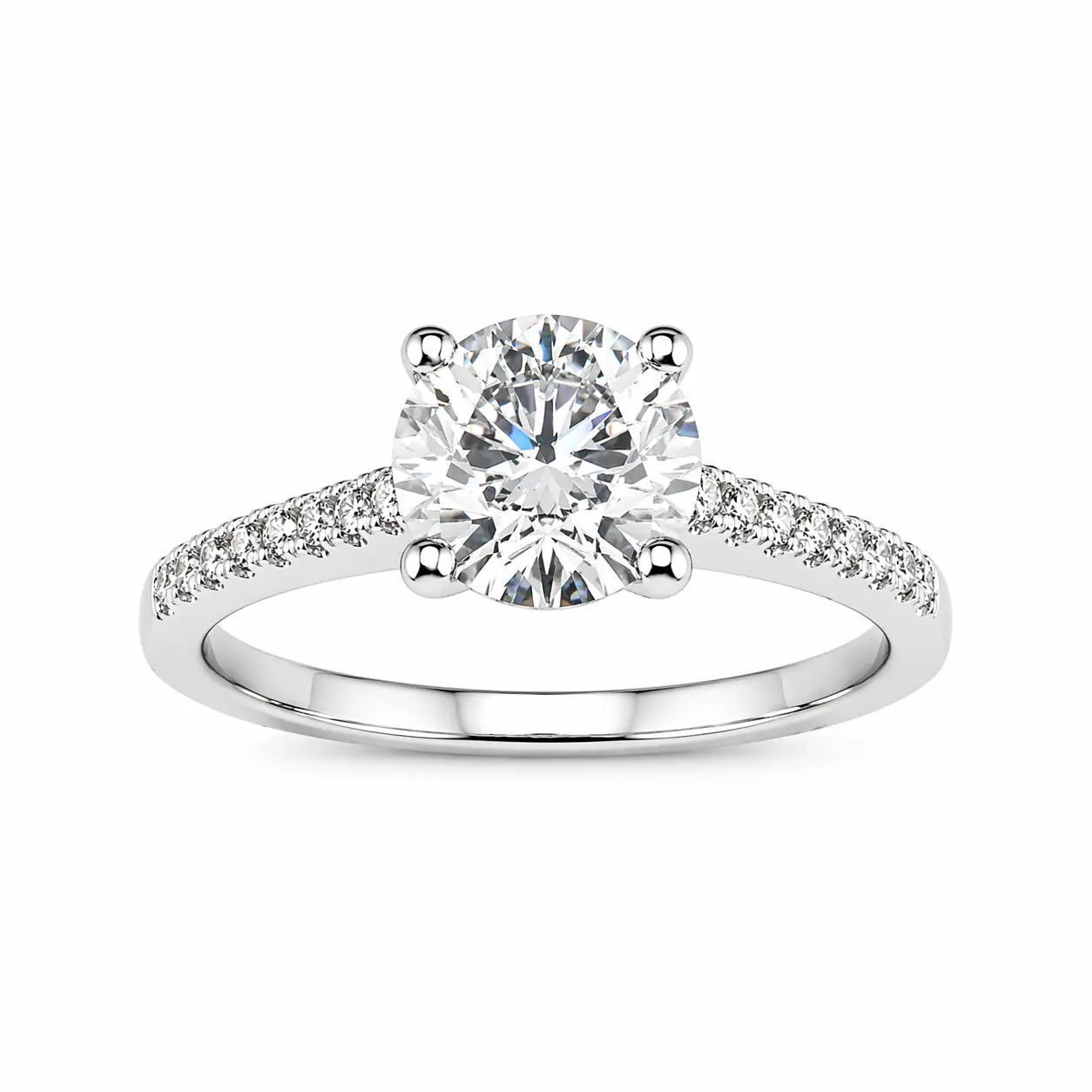 1.30ct 14K White Gold Round Diamond Engagement Ring