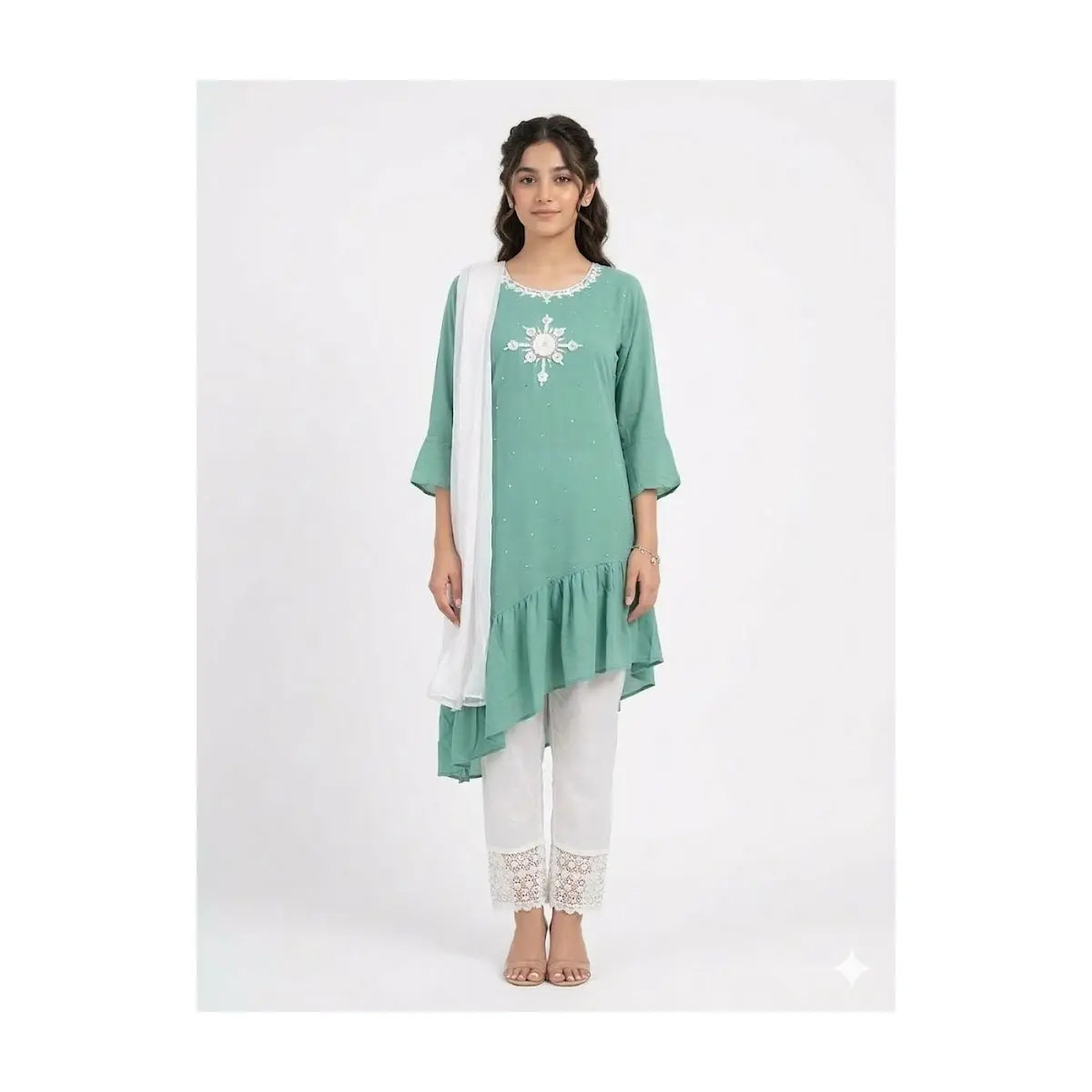 #KRSET-1  Mint Green Coquette Kurta Set  Teen Fashion | Desi Aesthetic Outfit