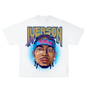 Allen Iverson Inspired Vintage Graphic T-shirt Heavy Cotton Tee Basketball 90 s Styled Shirt Hiphop Vibes Y2K Aesthetic Throwback Classic Big Face Celebrity Tee