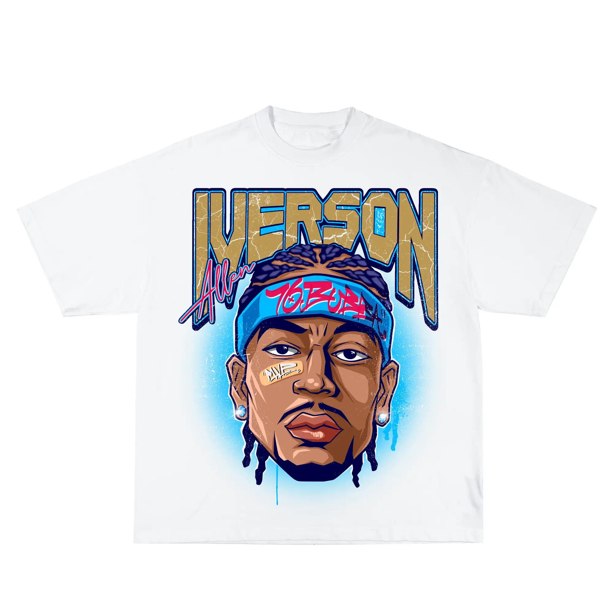 Allen Iverson Inspired Vintage Graphic T-shirt Heavy Cotton Tee Basketball 90 s Styled Shirt Hiphop Vibes Y2K Aesthetic Throwback Classic Big Face Cel