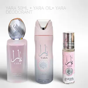Lattafa Perfumes YARA Fresh Hair Spray - 50ML + Yara 10ml (0.34 Fl.oz) Roll On Perfume Oil + Yara Deodorant Perfumed Body Spray 200ml Lasting Perfume - Value Bundle For Women - Fragrance Gift Bundle niche  fragrances perfume spray, Edp, Long Lasting Vanil