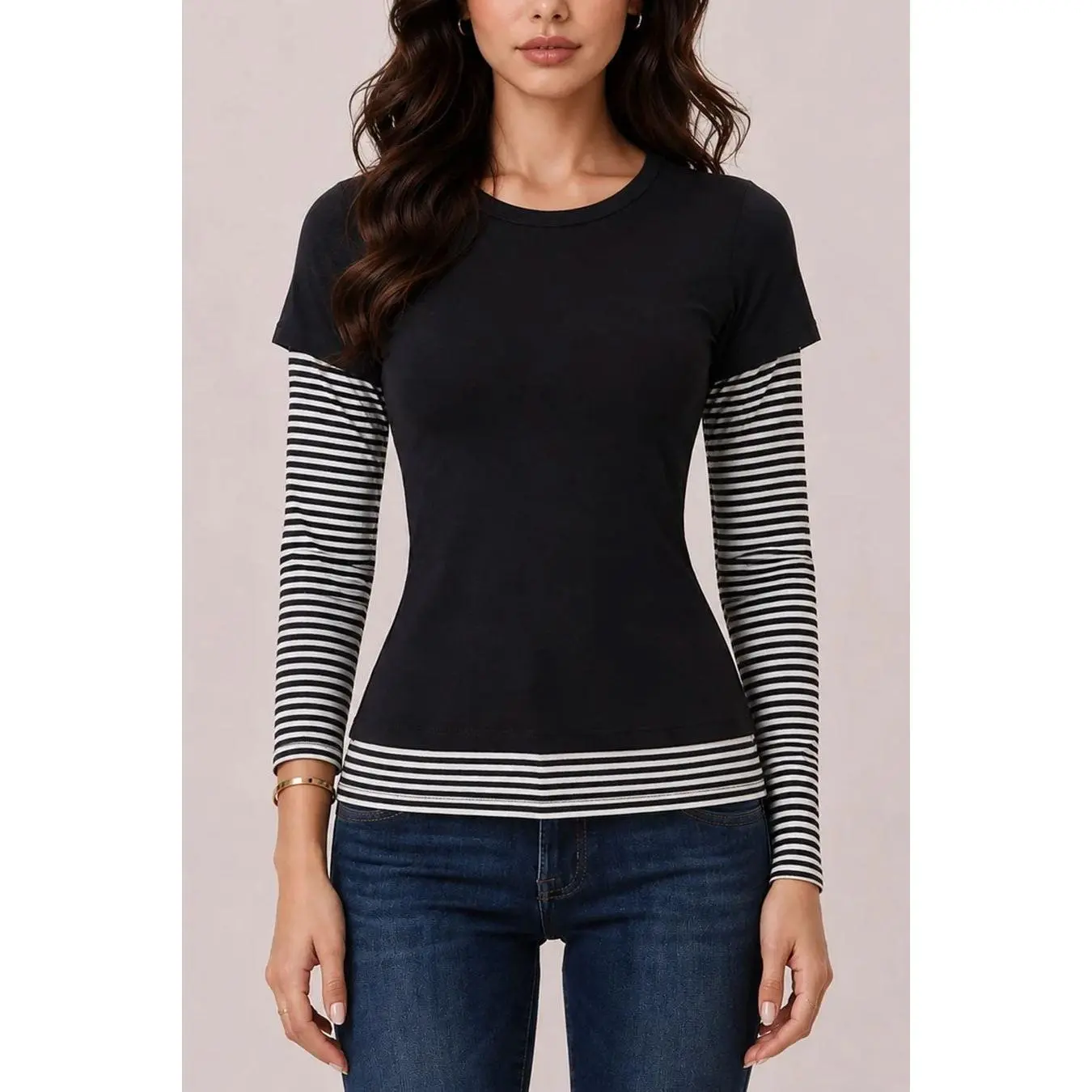 Y2K Grunge Overlay Striped Long Sleeve Under Shirts