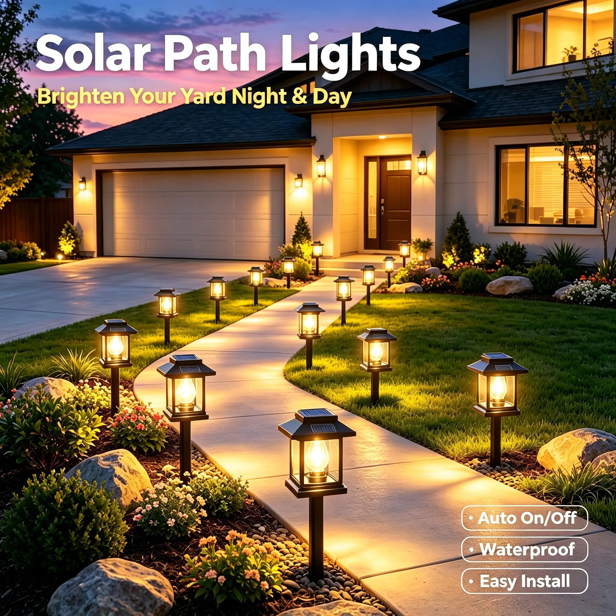 Vintage Classic Solar Pathway Lantern Stake Lights - Retro Edison Vibe, IP65 Rated, Auto On/Off, 3000K Warm White Matte Black, Easy-Install Solar Outdoor Lights for Garden Walkway