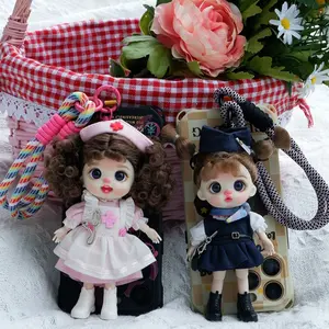 【8】Posable Career Cosplay Miniaturer Doll Ornaments Keychain - Flight Attendant, Nurse Mini Dress-Up Art Toy Bag Pendant, Collectible for Ages 14+ (Not Suitable for Kids)