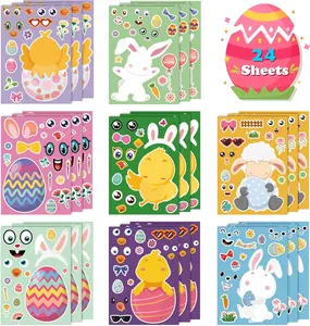 Easter Basket Stuffers for Kids - DIY Happy Egg Bunny Sticker Crafts Stickers for Toddlers,Kids Easter Gifts Decor Treats Games Toys Activities Party Favor Supplies(24 Sheets)