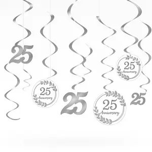 Silver 25th Anniversary Swirl Decorations Value Pack