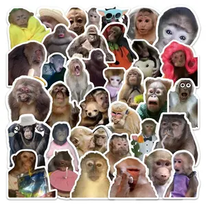 54pcs Monkey Meme Stickers Set, Funny Abstract Style Animal Expressions, Fun Hand Account Decals for Journaling & Scrapbooking