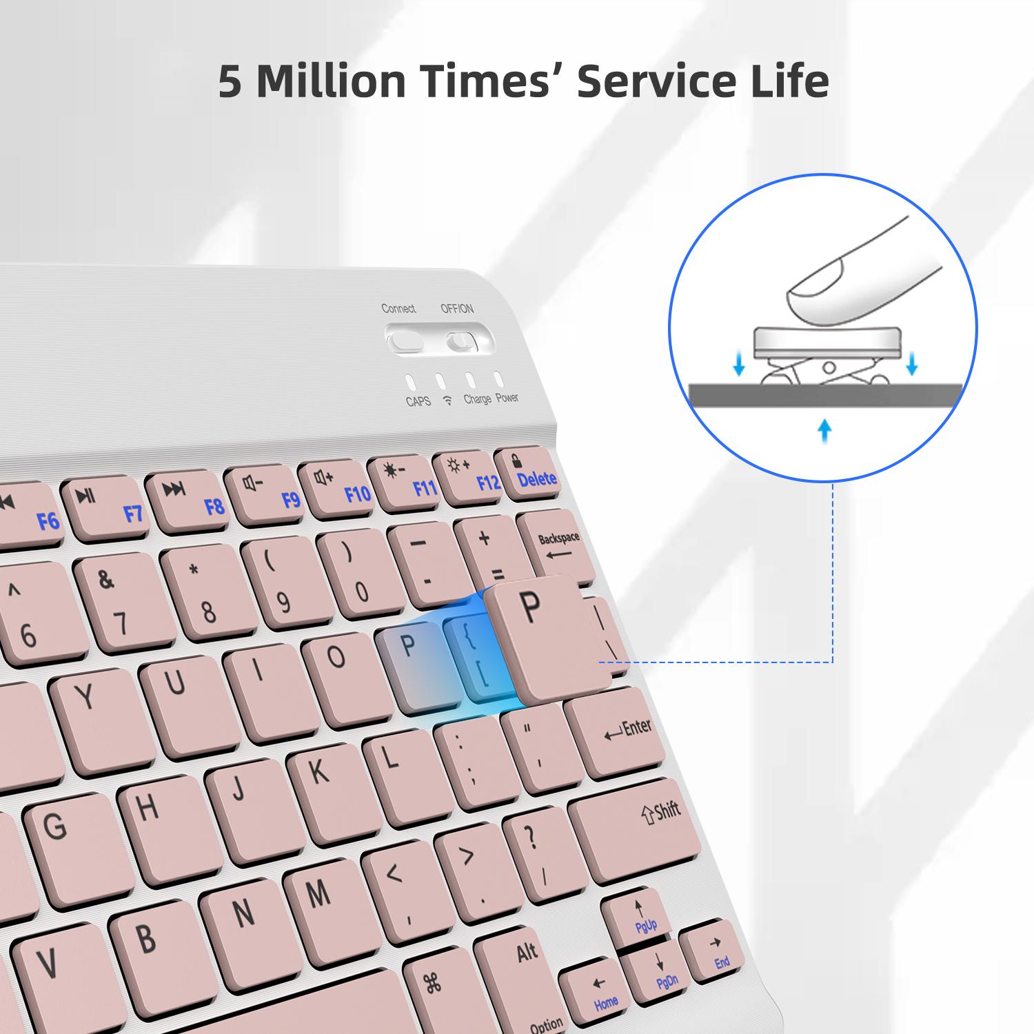 Quiet Wireless Bluetooth Keyboard & Mouse Combo, Rechargeable Slim Silent Keyboard, Single Mode Bluetooth Mouse, Compatible with iOS Android Windows Laptops Tablets Computers, Ideal for Home Office & Back-to-School Gift for Men Women