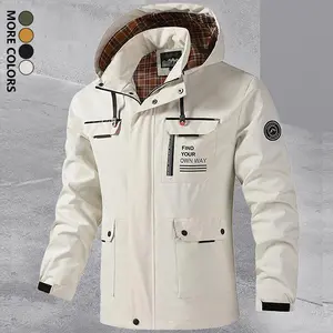 Men's Winter Outdoor Hiking Jacket Windproof Warmth Versatile Coat with Many Pockets, Windproof Zipper Placket, Adjustable Hook & Loop Cuff Mountain Sports Jacket