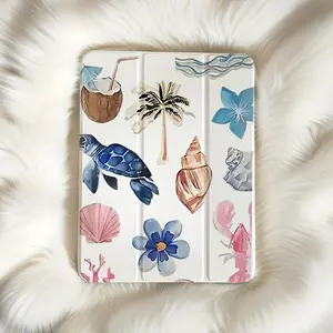 Underwater World Case for iPad with Adjustable Stand and Pen Slot, Foldable Non-Slip TPU Protective Cover Compatible with iPad Air/Pro/10th Generation, 11inch x 8.3inch x 0.9inch mm, Tropical Marine Life Design, Compatible with Various iPad Model
