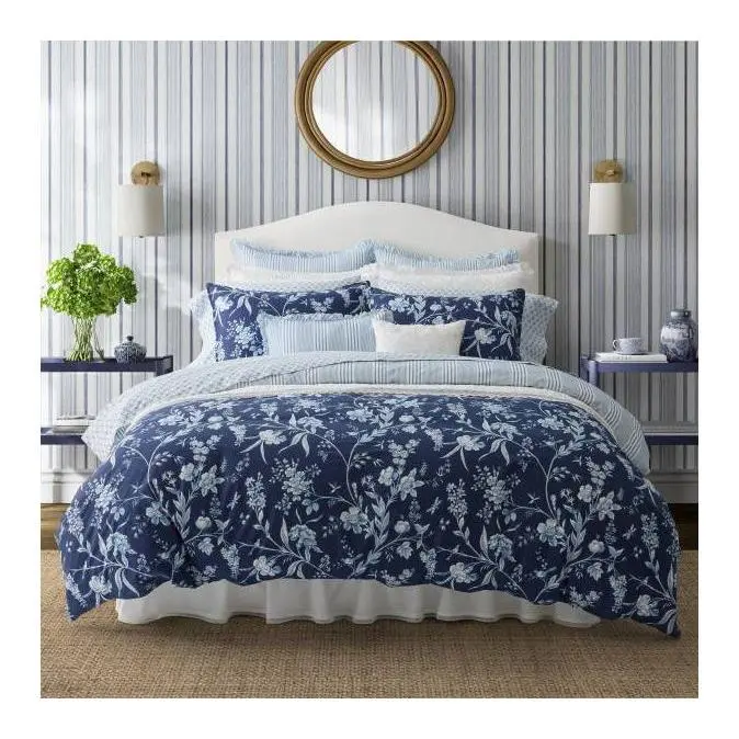 Laura Ashley Branch Toile Blue Full Queen Comforter Sham Bonus