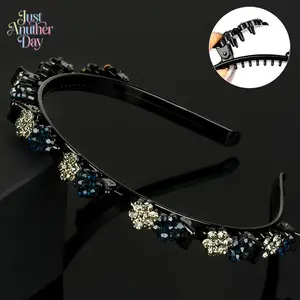 Women's Rhinestone Decor Braiding Hair Headband - Non-Slip Teeth Design, Bangs & Flyaways Fixing Hair Accessory for Camping & Hiking, Sports & Outdoor Headbands for Women's Accessories, Accessories For Women