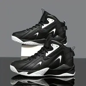 LISM Comfy Plus Size Men's High Top Basketball Shoes, Breathable Non Slip Shock Absorption Lace Up Sneakers For Indoor/Outdoor Training Running Walking