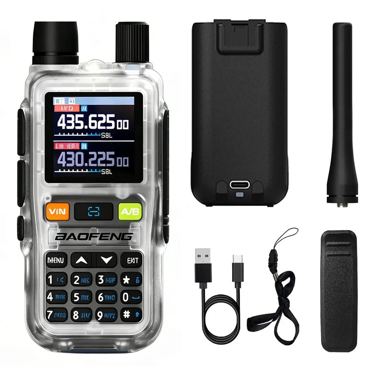 Baofeng UV-5R Mini 5W Handheld Rechargeable Walkie Talkie Wireless Copy Frequency Pocket Size Portable Bluetooth Phone APP Programming 999CH Type-C Charging Two Way Radio for Outdoor Traveling Emergency Survival Gear Radio Walkie Talkies