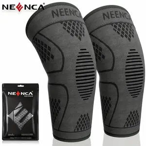 NEENCA 2pcs Breathable Compression Knee Sleeve for Men Women High Elasticity Knee Support with Non-Slip Silicone Strip for Running, Exercise, High Intensity Sports, Black