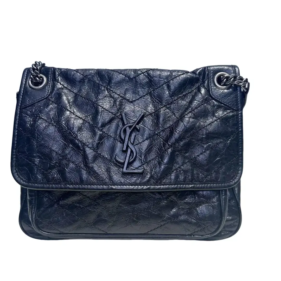 Pre-owned Yves Saint Laurent JM2y1905012 Saint Laurent Niki Medium Bag Black Vintage Leather Black Hardware