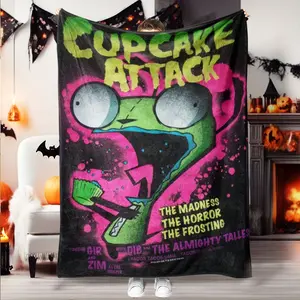 Cartoon Frog Theme Flannel Blanket, Soft Skin-Friendly Fabric, Multi-Scene Use, All-Season Comfortable, Low Sensitivity & Easy Wash