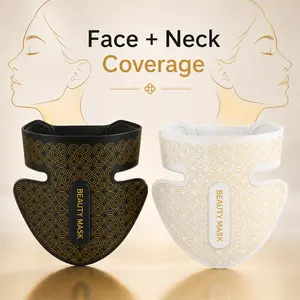 Red light therapy neck facial mask beauty instrument, containing 850nm near-infrared light, 7-color LED household skin care facial mask, rechargeable LED facial mask, household anti-aging, firming and brightening magic device