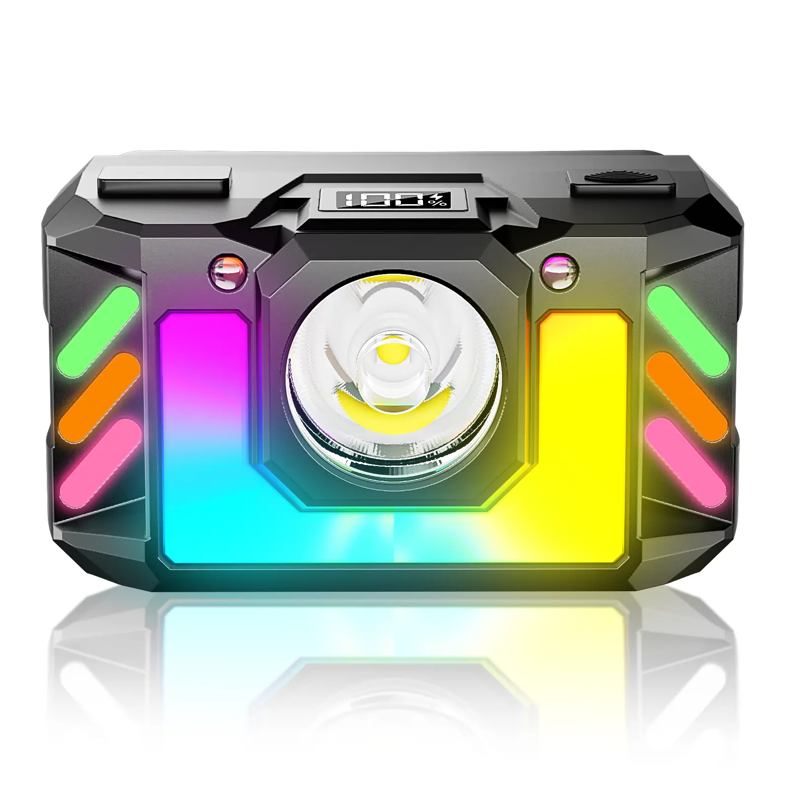 Rechargeable LED Headlamp, Motion Sensor, Zoomable Strong Light, 4 Lighting Modes, 90° Adjustable Lightweight Design with RGB Color Flowing Ambient Light & Digital Power Display, Hands-Free Induction Flashlight for Camping, Hiking, Headlamps, Sensor Light