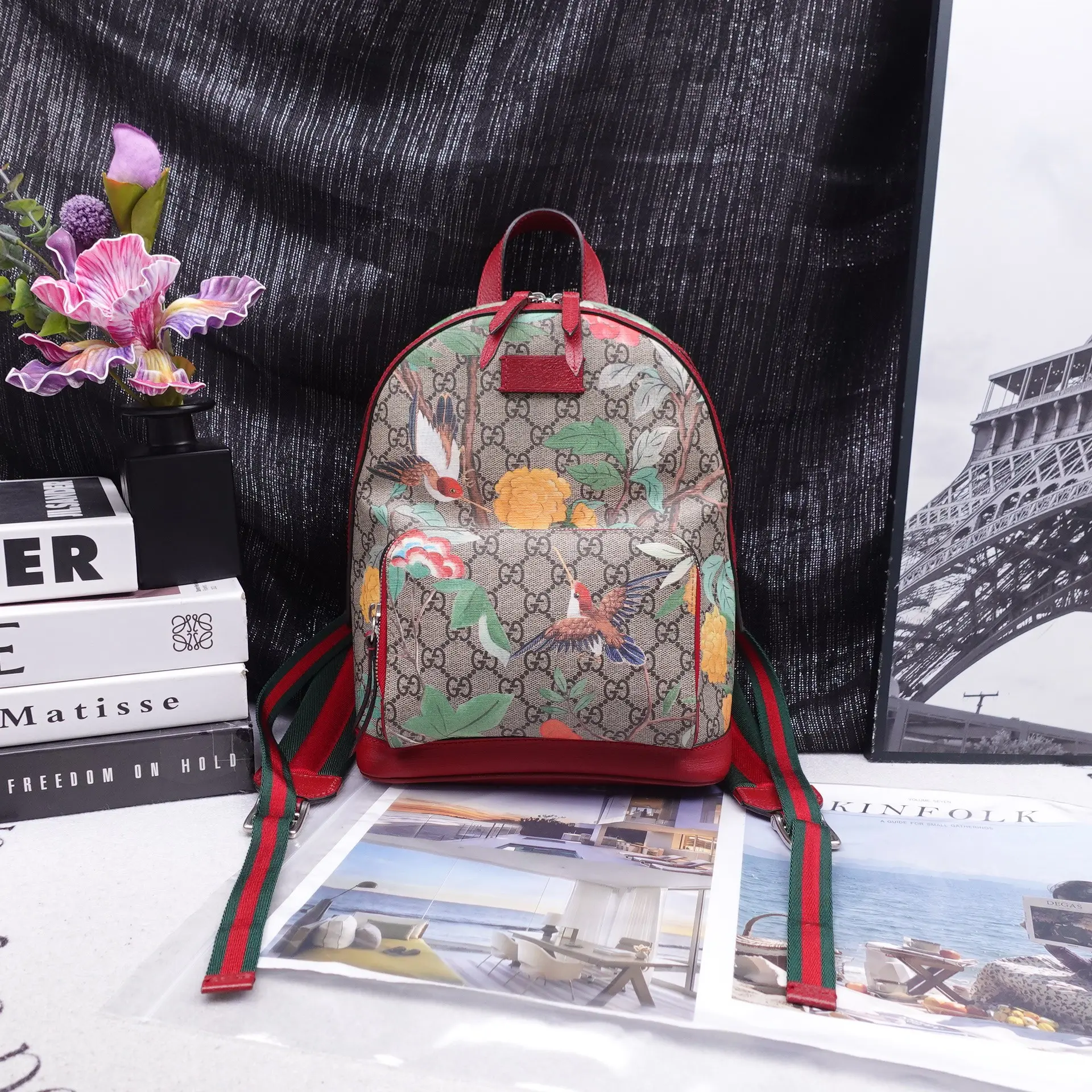 Pre-owned GUCCI Canvas Backpacks Red Backpack T10365702