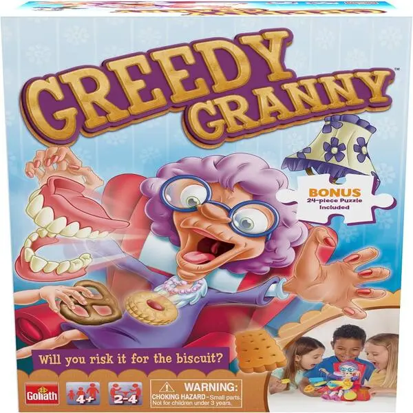 Greedy Granny - Take The Treats Don't Wake Granny Game - 7.5 x 4.92 x 10.5 inches - Includes a Fun Colorful 24pc Puzzle