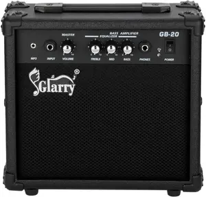 Glarry Electric Bass Combo Amp, Portable Amp with Headphone MP3 Input, 20W Practice Bass Guitar Amplifier Speaker Accessories with Bass, Volume, Treble, and Middle Controls