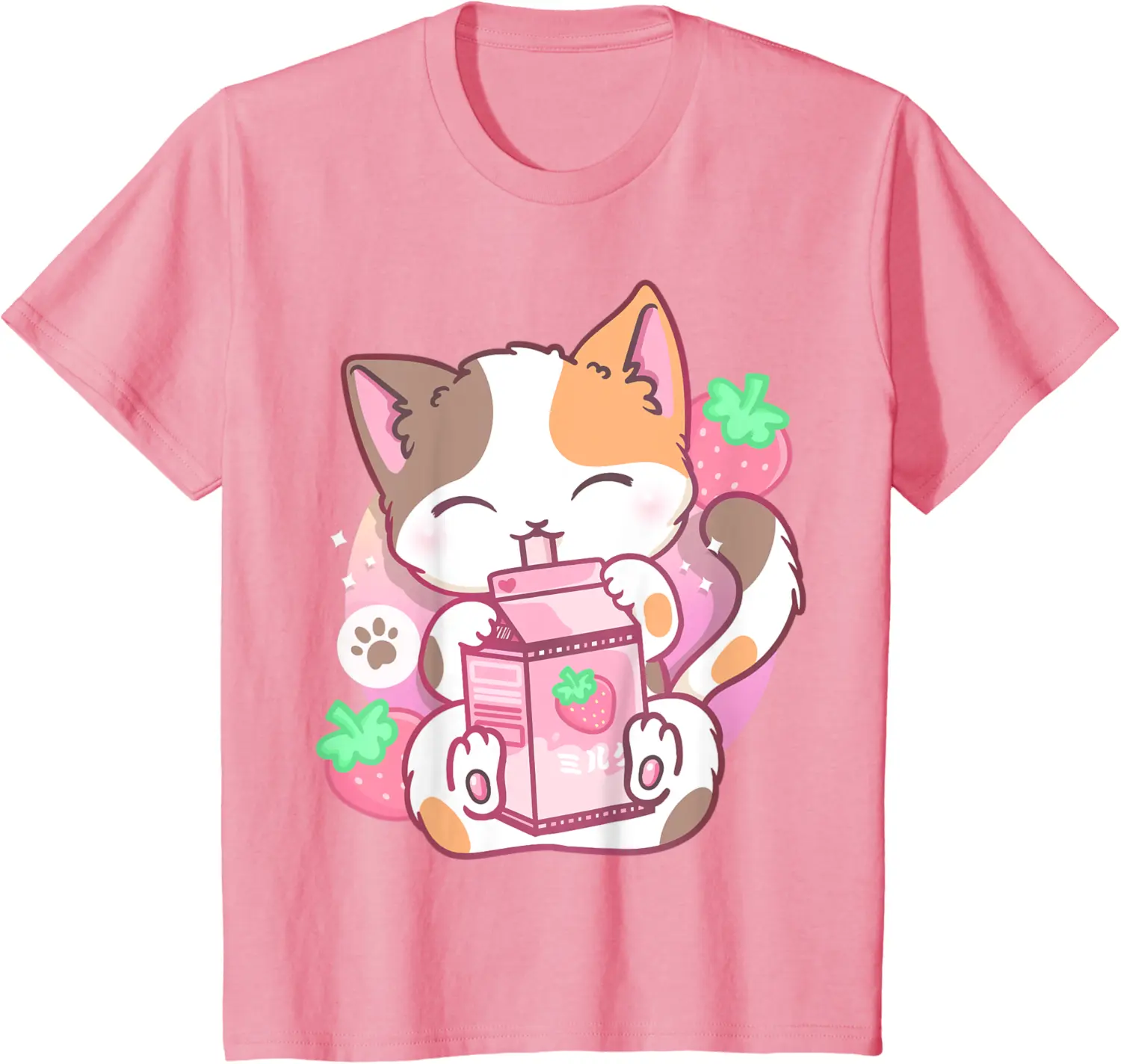 Kids Strawberry Shake Strawberry Milk Cat Kawaii Neko Anime T-Shirt - Hufsakha Shop 88B0957W5T6C