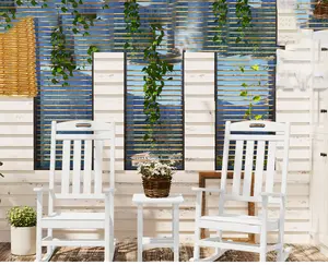 Outdoor Rocking Chair, High Back HDPE Patio Chair, All Weather Rocker Porch Chair, Lawn Chair for Deck, Porch, Backyard, Garden and Indoor