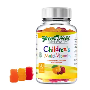 Greenfield Nutritions -Halal Gummies Vitamins for Kids, Gummy Multivitamin (Bears), Vitamin C, D3, and Zinc for Immunity, B6 & Methyl B12 for Energy- Gelatin Free and Gluten Free-90 Gummies