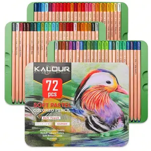 72 Colors High grade Vibrant Colors Soft Core Soft Pastel Colored Charcoal Pencil Colored Pencils in Tin Box,Shading Pencils for Beginners & Pro Artists, Drawing Supplies
