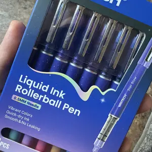 WRITECH Liquid Ink Rollerball Pens 8ct Assorted Colors 0.5mm Tip for Smooth Writing, Coloring, Drawing, and Journaling