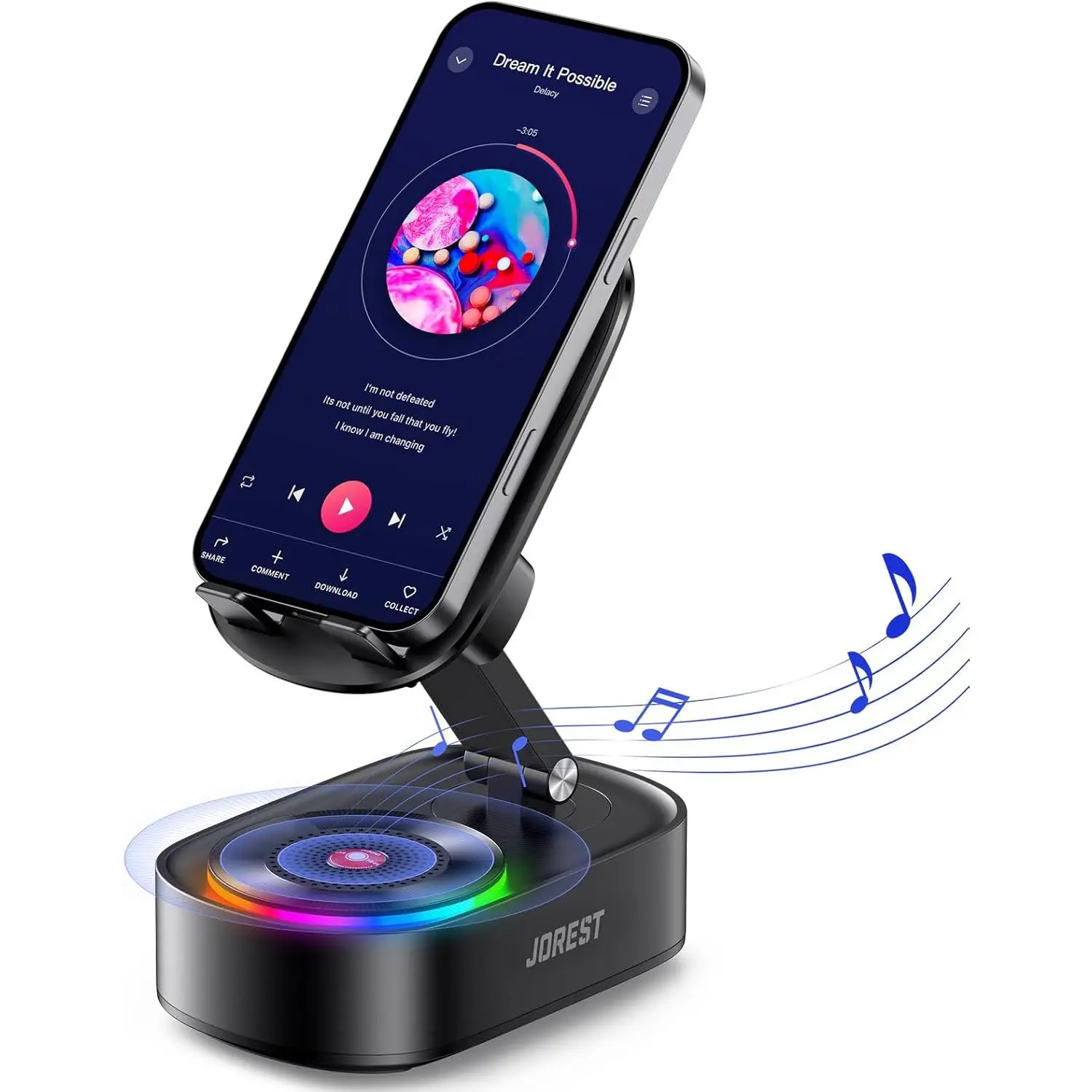 Wireless Bluetooth Music Amplifier Speaker - 6x6in Foldable Compact Gadget, Hands-Free Calls, Mobile Smartphone/Tablet Stand, Compatible with iPhone,iPad,Android, Ideal Birthday Gift for Father,Women