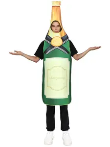 Champagne Bottle Coaplay Costume for Adults Giant Wine Bottle Role Play Jumpsuit Halloween Party Oktoberfest Stage Performance