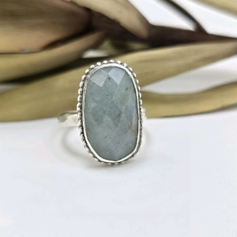 Jen's Jewels Sz 10 Aquamarine and Sterling Silver Ring, Ring Size 10, Aquamarine Ring