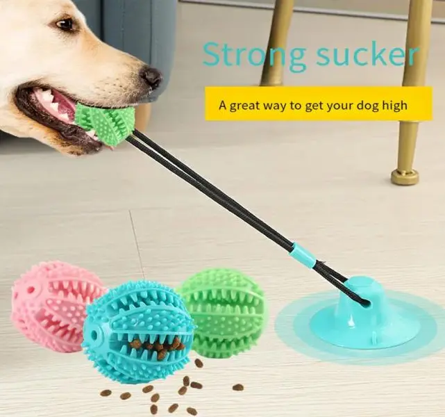 Pet dog suction cup pet leaky ball teeth-grinding pet dog toy bite resistance teeth relief trai
