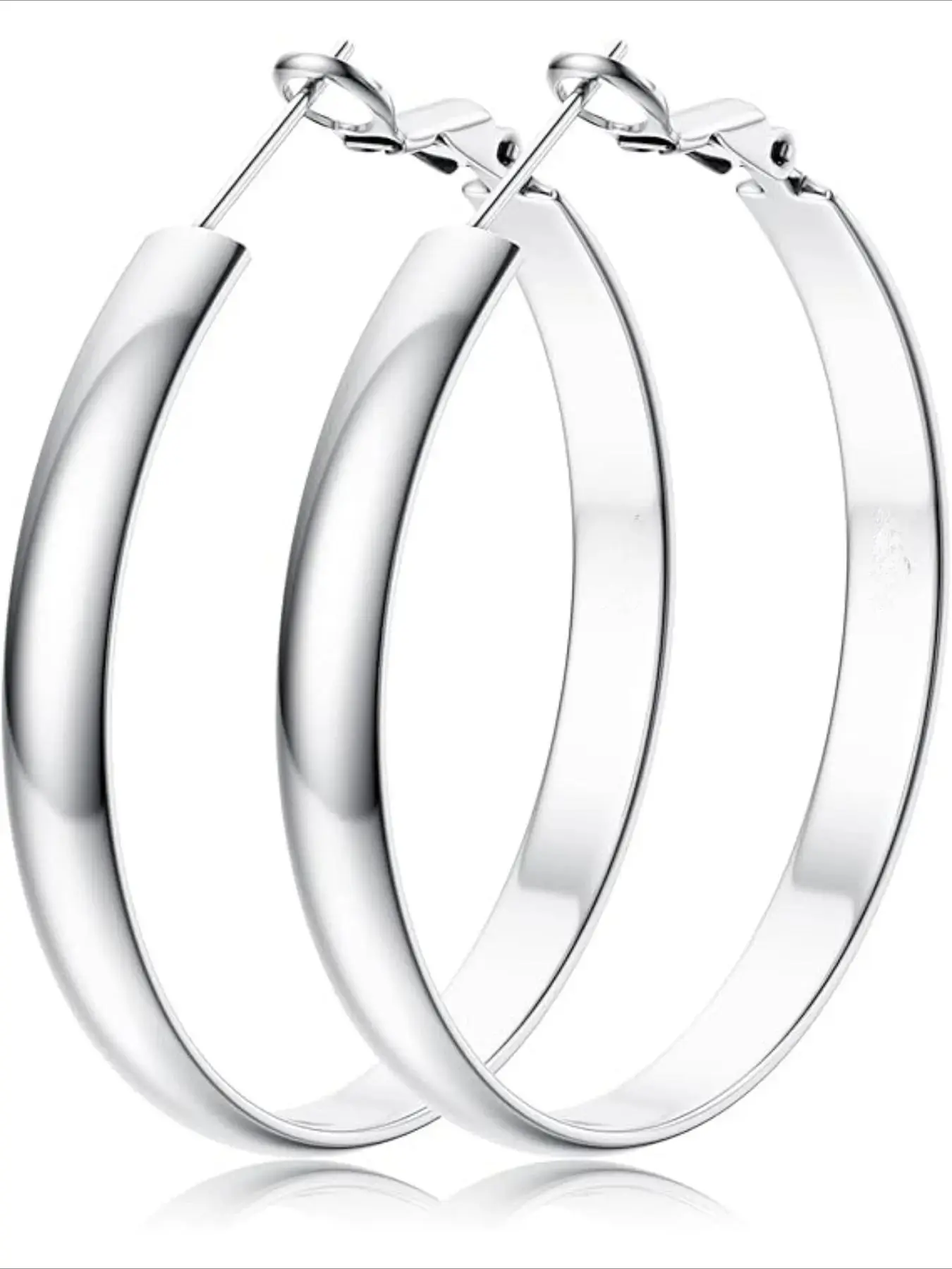 Hoop Earrings for Women Girls – 14K Gold Filled, Hypoallergenic Lightweight Thin Large Hoops – 5mm Wide, 30/40/50/60MM Earrings JewelryGift.