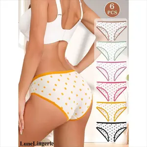 LuneLingerie Women's 3/4/5/6-Pack Polka Dot Satin Panties, Soft, Breathable Knickers for All-Seasons Everyday Wear
