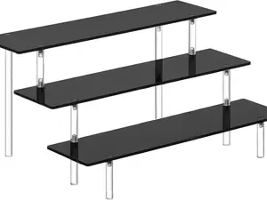 3 Tier Perfume Organizer Stand, Black Acrylic Risers Display Stands, Cologne Shelf Dessert Display for Party, Figure Stand Funko POP Shelves, Collection Cosmetic, Cupcake Stand Holder