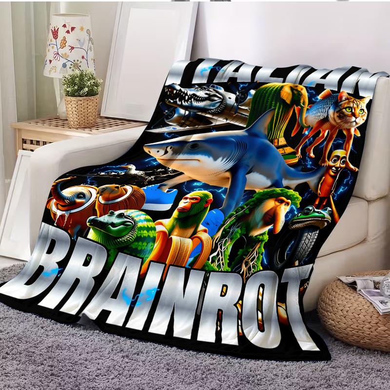 Countdown Sale! Brainrot Italian Art Soft Flannel Blanket - Bold Graphic Design, Cozy All-Season Throw for Sofa, Bed, Camping & Office, Camping Accessory | Vibrant Graphic Throw It is very suitable to give as a gift to friends and children.