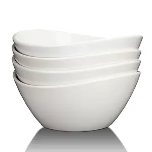 GARVEE 8" Ceramic Deep Soup Bowls & Salad Bowls - 42 OZ Large Bowls Set of 4 for Kitchen - White Ceramic Serving Bowls for Salads, Cereal, Soup, Dishwasher & Microwave Safe