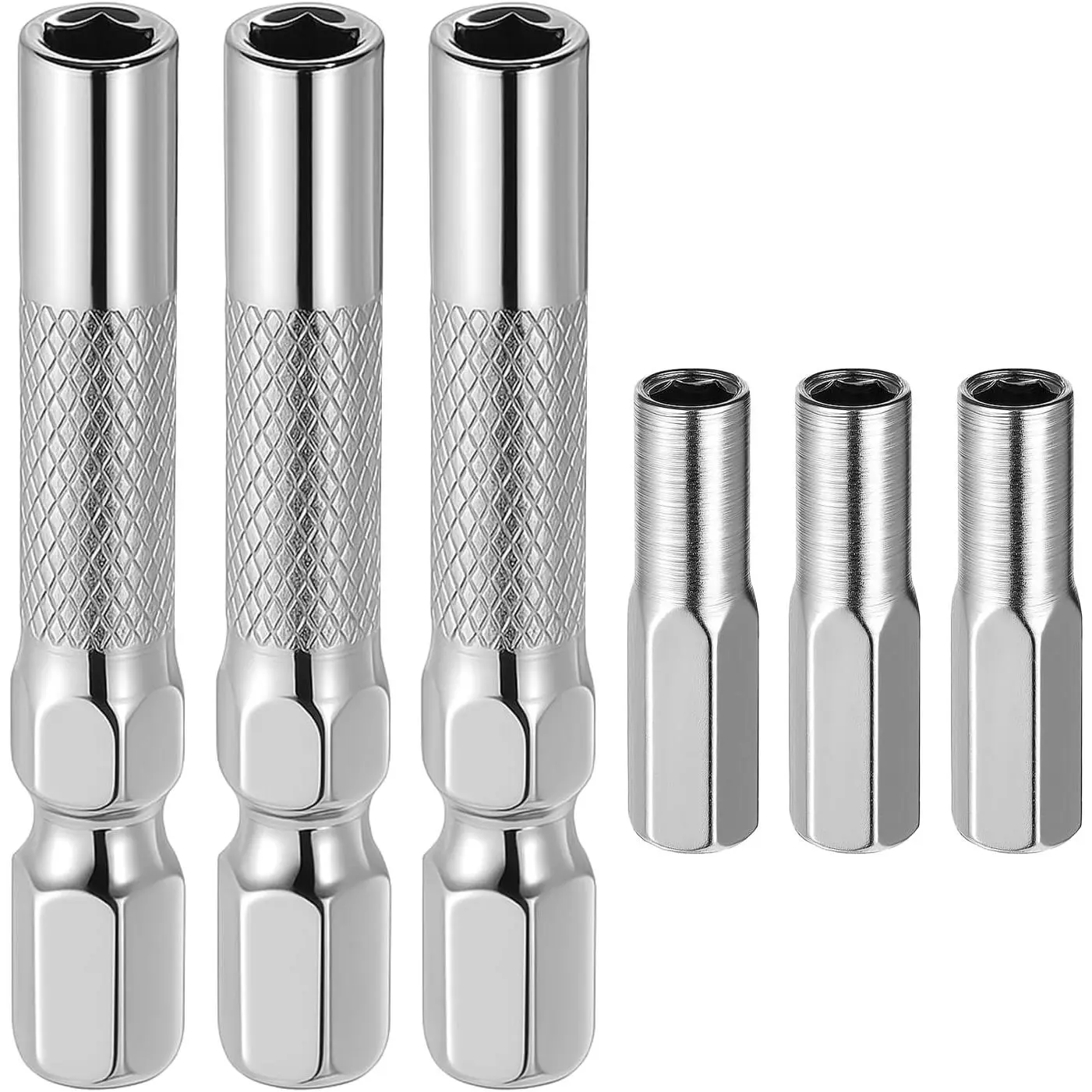 6PCS Hex Screwdriver Bit Adapter Set - 1/4 to 4mm Magnetic Tool Holder, Drill Extension Socket Shank, Converter Chuck Adapter, Precision Fit Power Tool Accessory for Contractors, DIY Enthusiasts to Boost Drilling Precision
