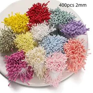 400pcs Handmade Dual-Head Matchstick Flower Center DIY Craft Supplies, Realistic Floral Decorative Accessories, Manual Hair Ornament Materials