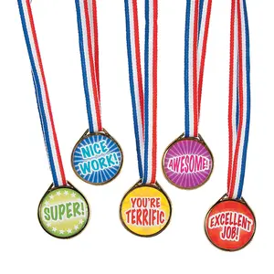 1 1/2" Bulk 50 Pc. Motivational Award Medal Necklace Assortment
