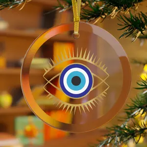 Evil Eye Gold Glass Ornament, Christmas Gift, Christmas Ornament
